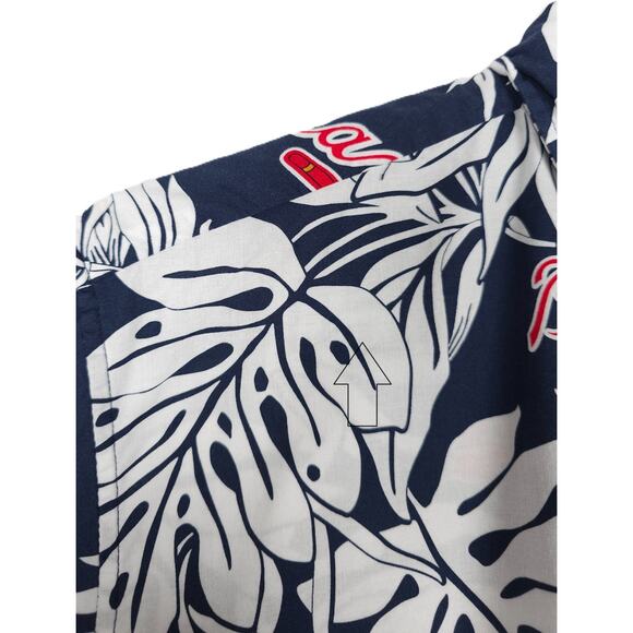 Reyn Spooner Men's Aloha Atlanta Braves Hawaiian Shirt Sz Large Navy White - Picture 3 of 7